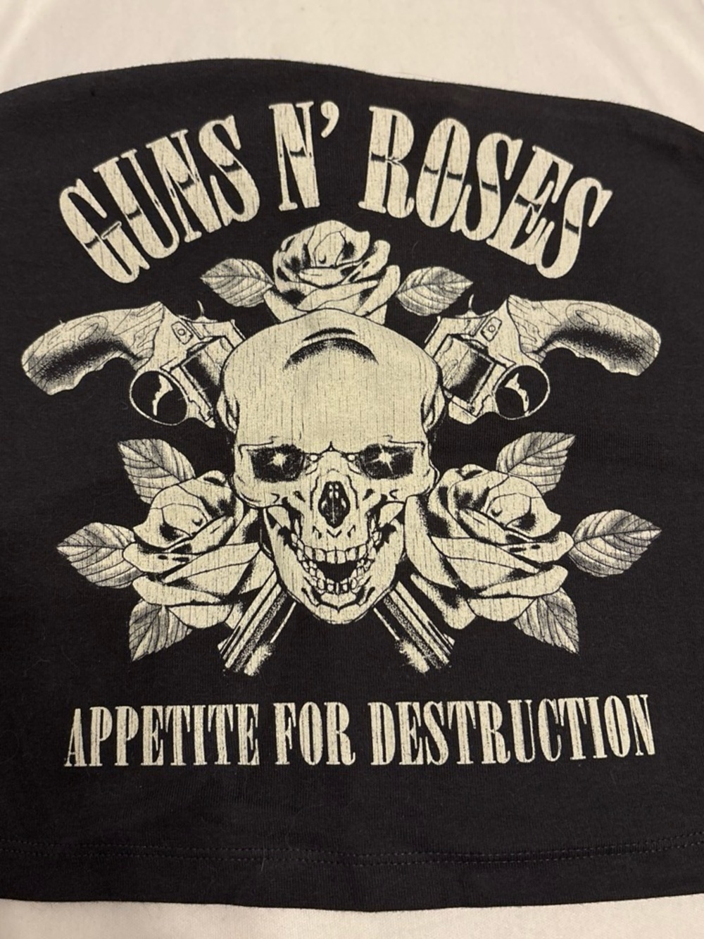 Pull&Bear Black Crop Top with Cream Guns N' Roses Graphic